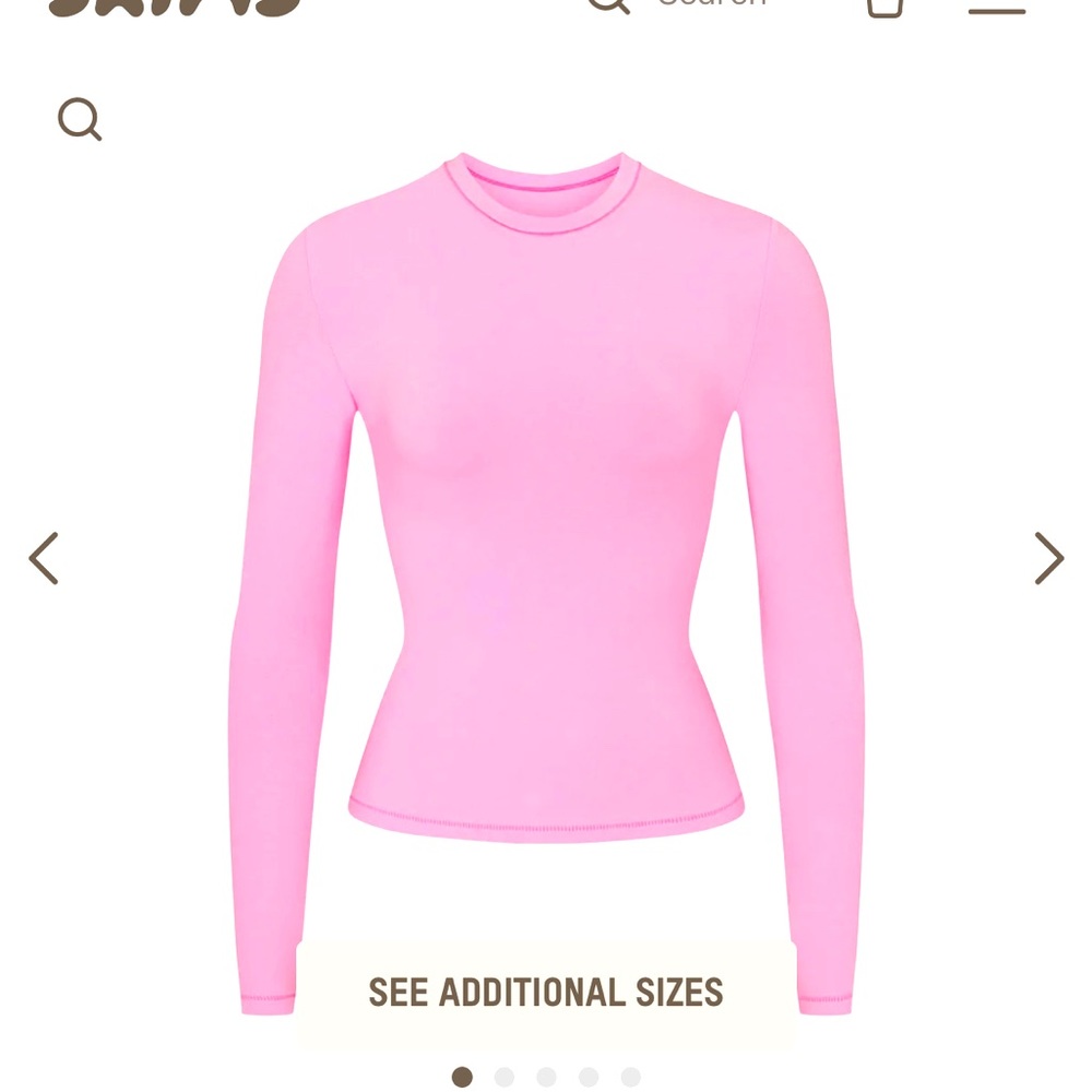 skims bubblegum cotton jersey long sleeve t shirt